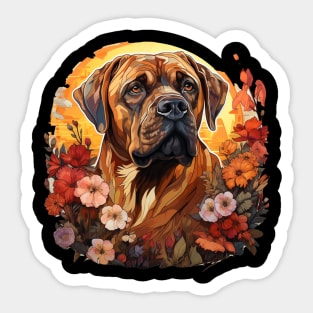 Mastiff  Dog Vintage Floral Sticker